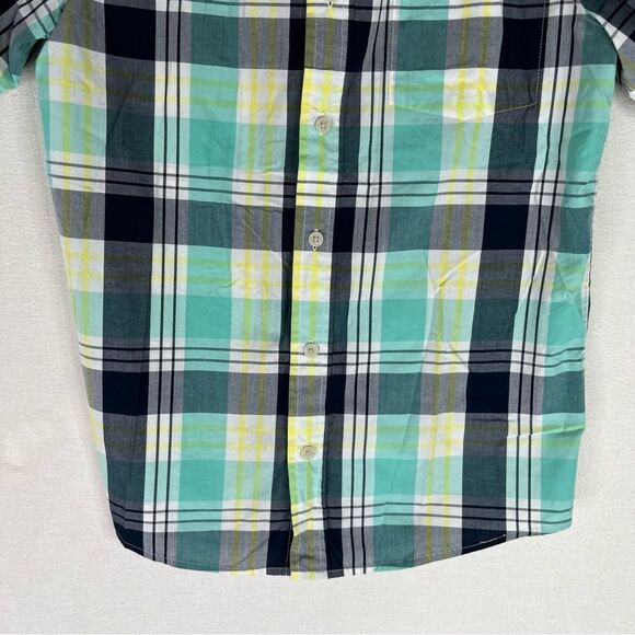 Urban Pipeline Button Down Shirt Boys Blue Yellow Plaid Short Sleeves XL - Picture 4 of 9
